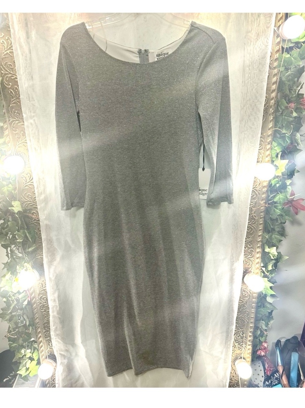 NEW Unique Vintage Shimmering MIDI dress L